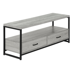 Monarch Specialties I 2871 Meuble Tv, 48 Pouces, Console, Centre De Divertissement Média, Tiroirs De Rangement, Salon, Chambre À Coucher, Stratifié, Métal, Gris, Noir, Contemporain, Moderne - Simple Boutique