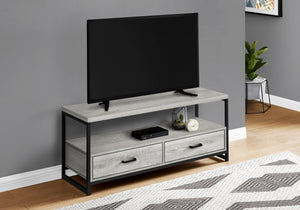 Monarch Specialties I 2871 Meuble Tv, 48 Pouces, Console, Centre De Divertissement Média, Tiroirs De Rangement, Salon, Chambre À Coucher, Stratifié, Métal, Gris, Noir, Contemporain, Moderne - Simple Boutique