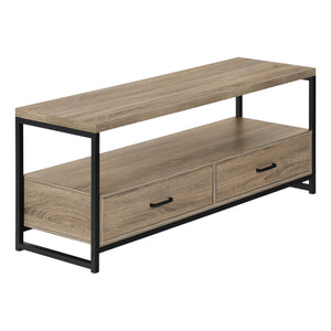 Monarch Specialties I 2872 Meuble Tv, 48 Pouces, Console, Centre De Divertissement Média, Tiroirs De Rangement, Salon, Chambre À Coucher, Stratifié, Métal, Brun, Noir, Contemporain, Moderne - Simple Boutique