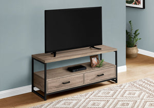 Monarch Specialties I 2872 Meuble Tv, 48 Pouces, Console, Centre De Divertissement Média, Tiroirs De Rangement, Salon, Chambre À Coucher, Stratifié, Métal, Brun, Noir, Contemporain, Moderne - Simple Boutique