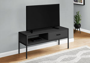 Monarch Specialties I 2874 Meuble Tv, 48 Pouces, Console, Centre De Divertissement Média, Tiroir De Rangement, Salon, Chambre À Coucher, Stratifié, Métal, Noir, Contemporain, Moderne - Simple Boutique