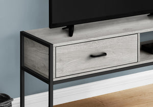 Monarch Specialties I 2875 Meuble Tv, 48 Pouces, Console, Centre De Divertissement Média, Tiroir De Rangement, Salon, Chambre À Coucher, Stratifié, Métal, Gris, Noir, Contemporain, Moderne - Simple Boutique