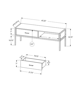 Monarch Specialties I 2876 Meuble Tv, 48 Pouces, Console, Centre De Divertissement Média, Tiroir De Rangement, Salon, Chambre À Coucher, Stratifié, Métal, Brun, Noir, Contemporain, Moderne - Simple Boutique