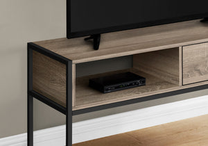 Monarch Specialties I 2876 Meuble Tv, 48 Pouces, Console, Centre De Divertissement Média, Tiroir De Rangement, Salon, Chambre À Coucher, Stratifié, Métal, Brun, Noir, Contemporain, Moderne - Simple Boutique
