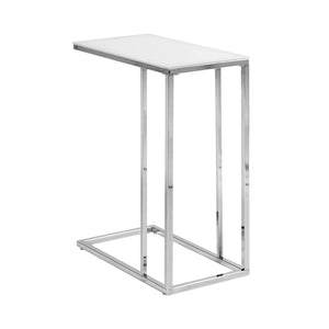 Monarch Specialties I 3000 Table D'appoint, En Forme De C, Bout, Côté, Collation, Salon, Chambre À Coucher, Métal, Verre Trempé, Chrome, Contemporain, Moderne - Simple Boutique
