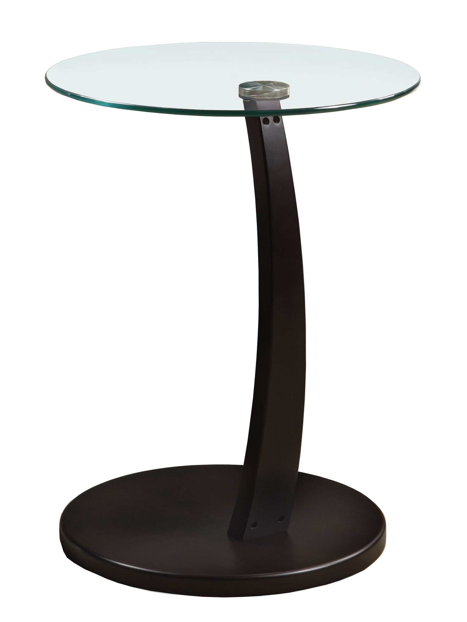 Monarch Specialties I 3001 Table D'appoint, En Forme De C, Bout, Côté, Collation, Salon, Chambre À Coucher, Stratifié, Verre Trempé, Brun, Dégager, Contemporain, Moderne - Simple Boutique