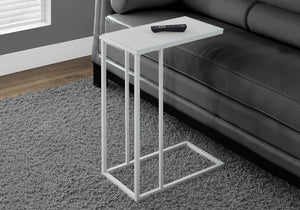 Monarch Specialties I 3037 Table D'appoint, En Forme De C, Bout, Côté, Collation, Salon, Chambre À Coucher, Métal, Verre Trempé, Blanc, Contemporain, Moderne - Simple Boutique