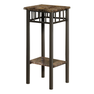 Monarch Specialties I 3044 Table D'appoint, Côté, Bout, Support Pour Plantes, Carré, Salon, Chambre À Coucher, Métal, Stratifié, D'aspect Marbre Brun, Transitionnel - Simple Boutique