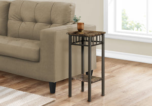 Monarch Specialties I 3044 Table D'appoint, Côté, Bout, Support Pour Plantes, Carré, Salon, Chambre À Coucher, Métal, Stratifié, D'aspect Marbre Brun, Transitionnel - Simple Boutique