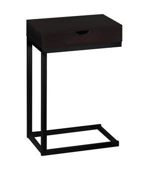 Monarch Specialties I 3069 Table D'appoint, En Forme De C, Bout, Côté, Collation, Tiroir De Rangement, Salon, Chambre À Coucher, Métal, Stratifié, Brun, Noir, Contemporain, Moderne - Simple Boutique
