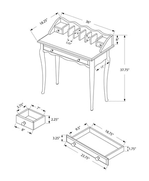 Monarch Specialties I 3103 Bureau, Bureau À Domicile, Ordinateur Portable, Tiroirs De Rangement, 36"l, Travail, Bois, Blanc, Traditionnel - Simple Boutique