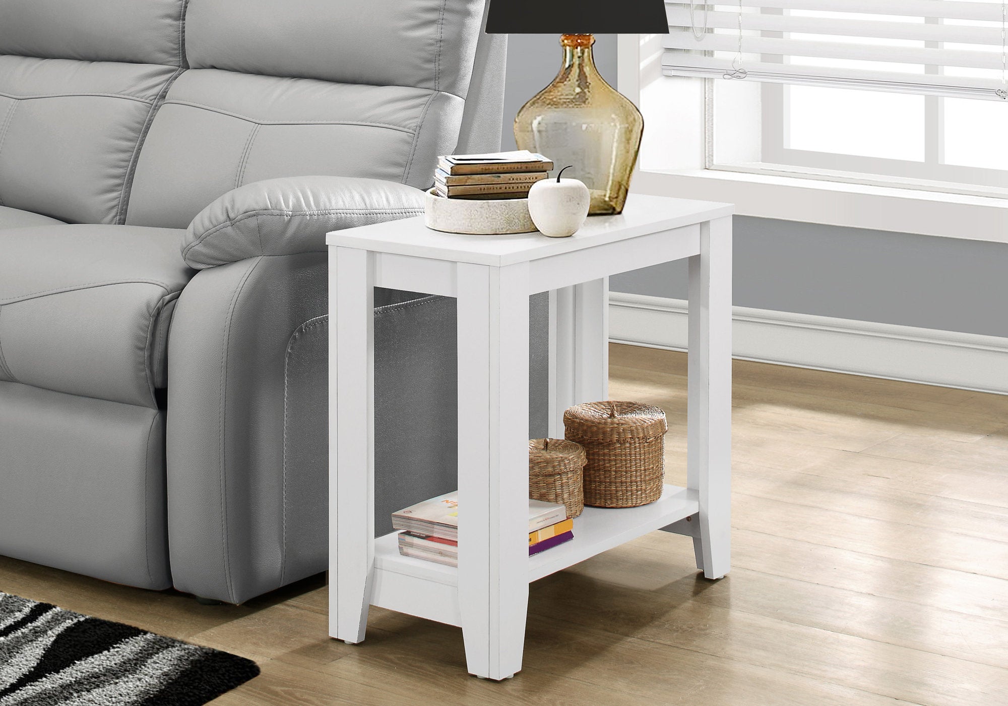 Monarch Specialties I 3117 Table D'appoint, Côté, Bout, Table De Nuit, Lampe, Salon, Chambre À Coucher, Stratifié, Blanc, Transitionnel - Simple Boutique