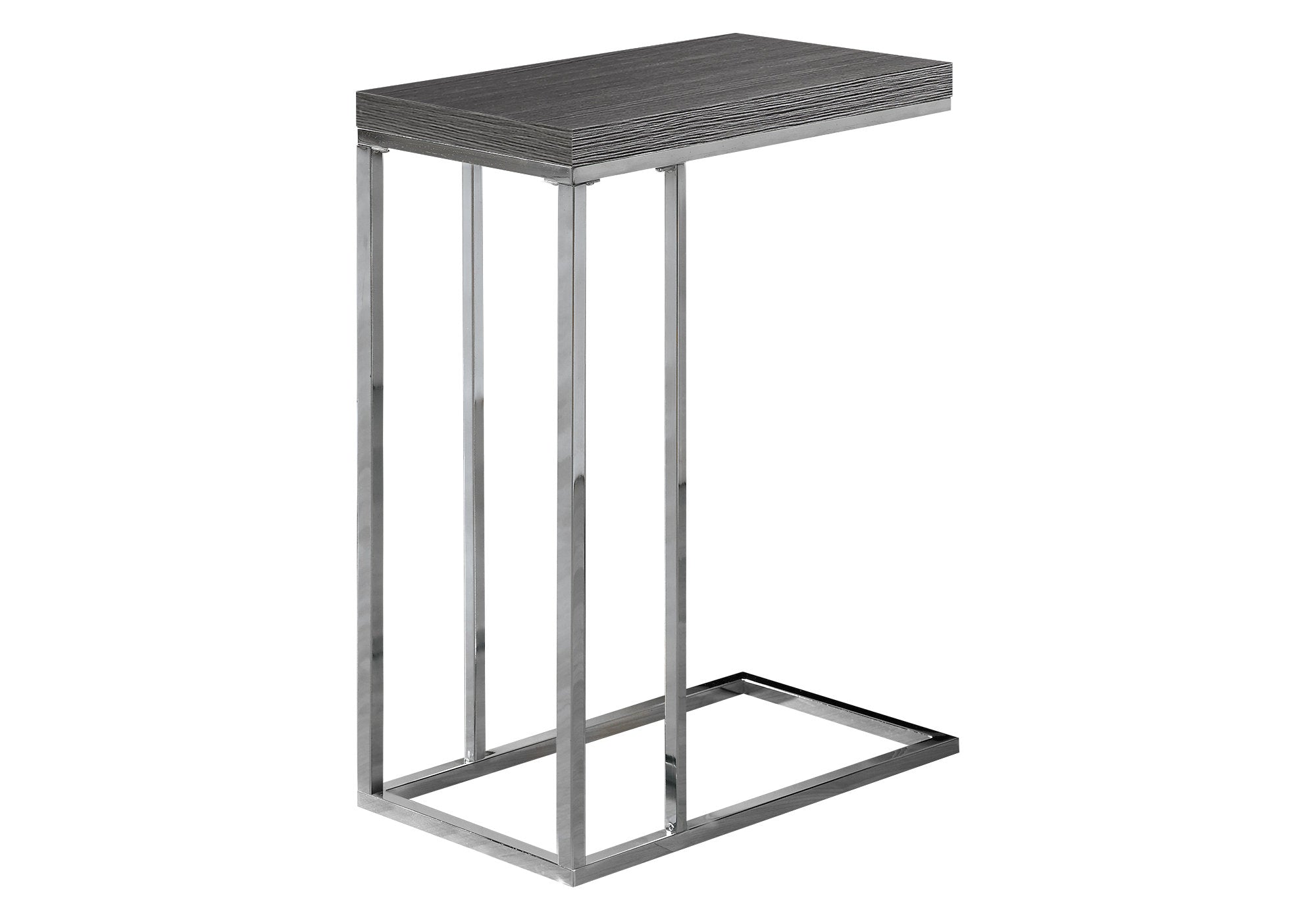 Monarch Specialties I 3228 Table D'appoint, En Forme De C, Bout, Côté, Collation, Salon, Chambre À Coucher, Métal, Stratifié, Gris, Chrome, Contemporain, Moderne - Simple Boutique