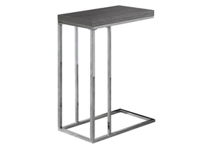 Monarch Specialties I 3228 Table D'appoint, En Forme De C, Bout, Côté, Collation, Salon, Chambre À Coucher, Métal, Stratifié, Gris, Chrome, Contemporain, Moderne - Simple Boutique