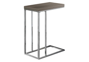 Monarch Specialties I 3253 Table D'appoint, En Forme De C, Bout, Côté, Collation, Salon, Chambre À Coucher, Métal, Stratifié, Brun, Chrome, Contemporain, Moderne - Simple Boutique