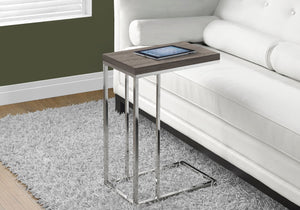 Monarch Specialties I 3253 Table D'appoint, En Forme De C, Bout, Côté, Collation, Salon, Chambre À Coucher, Métal, Stratifié, Brun, Chrome, Contemporain, Moderne - Simple Boutique