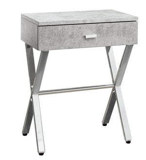 Monarch Specialties I 3264 Table D'appoint, Côté, Bout, Table De Nuit, Lampe, Tiroir De Rangement, Salon, Chambre À Coucher, Métal, Stratifié, Gris, Chrome, Contemporain, Moderne - Simple Boutique