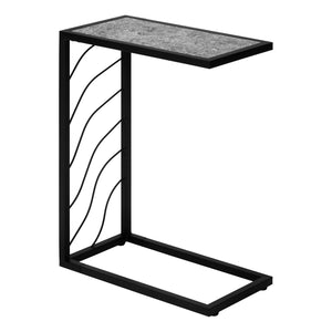 Monarch Specialties I 3301 Table D'appoint, En Forme De C, Bout, Côté, Collation, Salon, Chambre À Coucher, Métal, Stratifié, Gris, Noir, Contemporain, Moderne - Simple Boutique