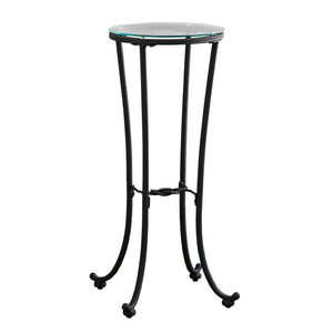 Monarch Specialties I 3332 Table D'appoint, Côté, Bout, Support Pour Plantes, Rond, Salon, Chambre À Coucher, Métal, Verre Trempé, Noir, Dégager, Contemporain, Moderne - Simple Boutique