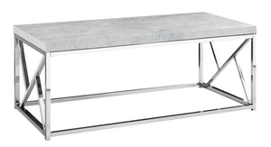Monarch Specialties I 3375 Table A Café, Accent, Cocktail, Rectangulaire, Salon, 48"l, Métal, Stratifié, Gris, Chrome, Contemporain, Moderne - Simple Boutique