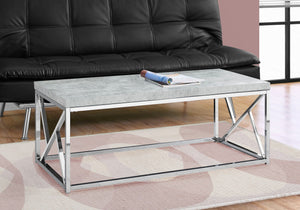 Monarch Specialties I 3375 Table A Café, Accent, Cocktail, Rectangulaire, Salon, 48"l, Métal, Stratifié, Gris, Chrome, Contemporain, Moderne - Simple Boutique