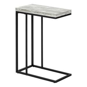 Monarch Specialties I 3404 Table D'appoint, En Forme De C, Bout, Côté, Collation, Salon, Chambre À Coucher, Métal, Stratifié, Gris, Noir, Contemporain, Moderne - Simple Boutique