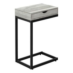 Monarch Specialties I 3407 Table D'appoint, En Forme De C, Bout, Côté, Collation, Tiroir De Rangement, Salon, Chambre À Coucher, Métal, Stratifié, Gris, Noir, Contemporain, Moderne - Simple Boutique