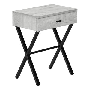 Monarch Specialties I 3451 Table D'appoint, Côté, Bout, Table De Nuit, Lampe, Tiroir De Rangement, Salon, Chambre À Coucher, Métal, Stratifié, Gris, Noir, Contemporain, Moderne - Simple Boutique