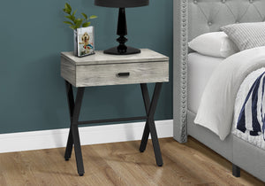 Monarch Specialties I 3451 Table D'appoint, Côté, Bout, Table De Nuit, Lampe, Tiroir De Rangement, Salon, Chambre À Coucher, Métal, Stratifié, Gris, Noir, Contemporain, Moderne - Simple Boutique