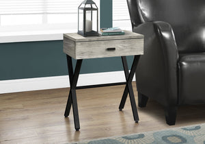 Monarch Specialties I 3451 Table D'appoint, Côté, Bout, Table De Nuit, Lampe, Tiroir De Rangement, Salon, Chambre À Coucher, Métal, Stratifié, Gris, Noir, Contemporain, Moderne - Simple Boutique