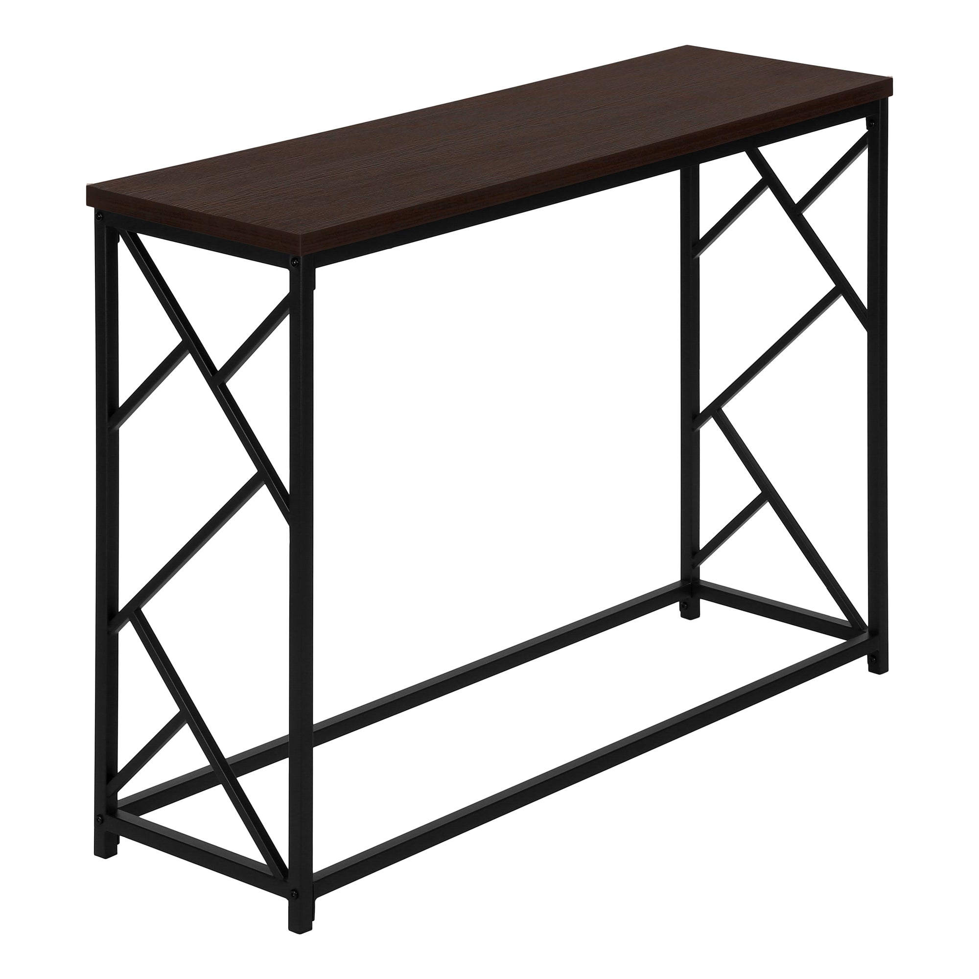 Monarch Specialties I 3534 Table D'appoint, Console, Entrée, Étroit, Sofa, Salon, Chambre À Coucher, Métal, Stratifié, Brun, Noir, Contemporain, Moderne - Simple Boutique