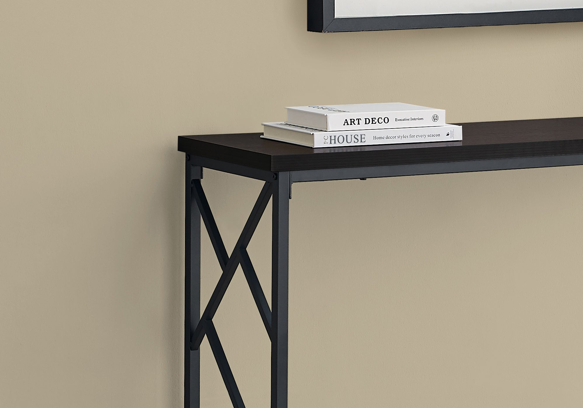 Monarch Specialties I 3534 Table D'appoint, Console, Entrée, Étroit, Sofa, Salon, Chambre À Coucher, Métal, Stratifié, Brun, Noir, Contemporain, Moderne - Simple Boutique