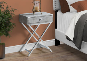 Monarch Specialties I 3551 Table D'appoint - 24"H / Gris Cimente / Métal Chrome - Simple Boutique