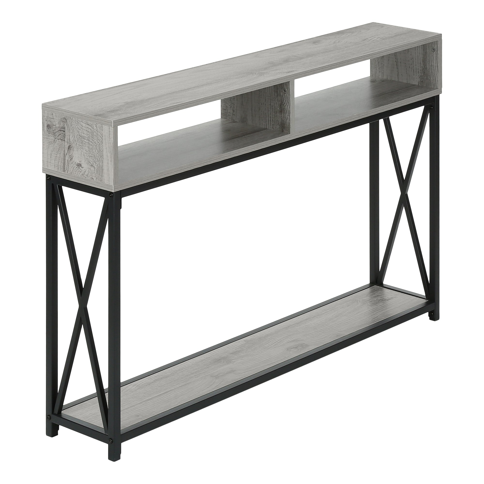 Monarch Specialties I 3572 Table D'appoint, Console, Entrée, Étroit, Sofa, Salon, Chambre À Coucher, Métal, Stratifié, Gris, Noir, Contemporain, Moderne - Simple Boutique