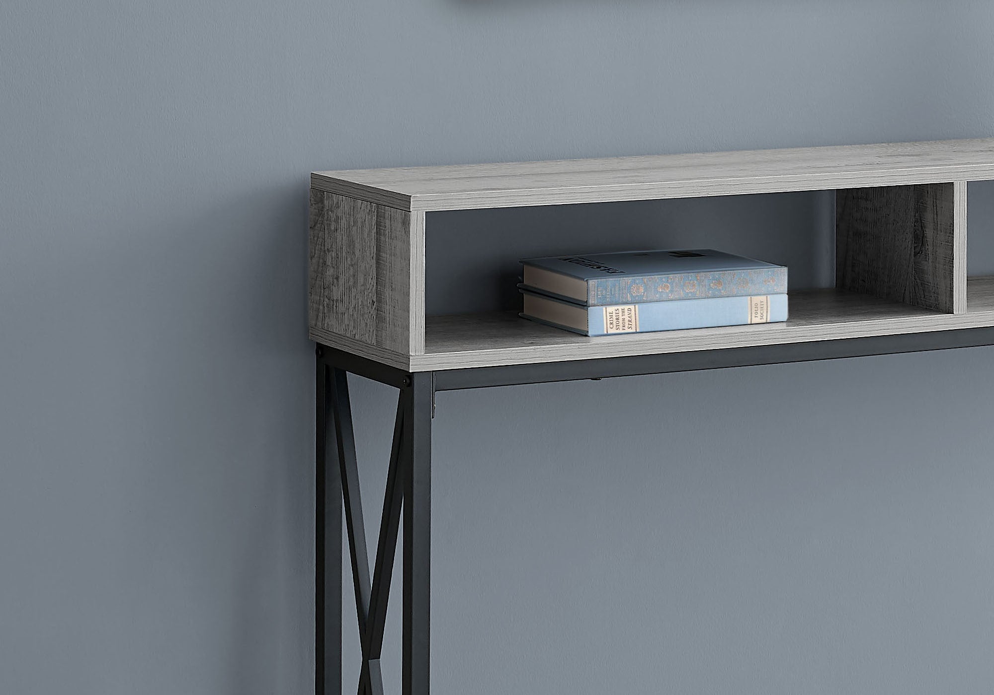 Monarch Specialties I 3572 Table D'appoint, Console, Entrée, Étroit, Sofa, Salon, Chambre À Coucher, Métal, Stratifié, Gris, Noir, Contemporain, Moderne - Simple Boutique