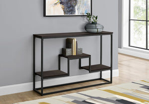 Monarch Specialties I 3582 Table D'appoint, Console, Entrée, Étroit, Sofa, Salon, Chambre À Coucher, Métal, Stratifié, Brun, Noir, Contemporain, Moderne - Simple Boutique