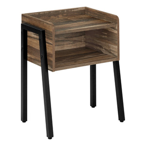 Monarch Specialties I 3583 Table D'appoint, Côté, Bout, Table De Nuit, Lampe, Salon, Chambre À Coucher, Métal, Stratifié, Brun, Noir, Contemporain, Moderne - Simple Boutique