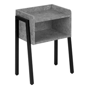 Monarch Specialties I 3584 Table D'appoint, Côté, Bout, Table De Nuit, Lampe, Salon, Chambre À Coucher, Métal, Stratifié, Gris, Noir, Contemporain, Moderne - Simple Boutique