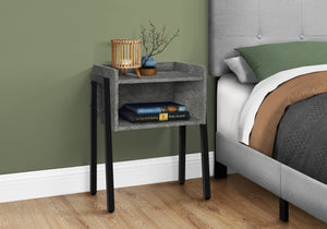 Monarch Specialties I 3584 Table D'appoint, Côté, Bout, Table De Nuit, Lampe, Salon, Chambre À Coucher, Métal, Stratifié, Gris, Noir, Contemporain, Moderne - Simple Boutique