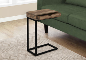 Monarch Specialties I 3602 Table D'appoint, En Forme De C, Bout, Côté, Collation, Tiroir De Rangement, Salon, Chambre À Coucher, Métal, Stratifié, Brun, Noir, Contemporain, Moderne - Simple Boutique