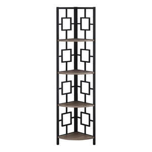 Monarch Specialties I 3611 Étagère À Livres, Étagère, Étagère, Coin, 4 Niveaux, 62"h, Bureau, Chambre À Coucher, Métal, Stratifié, Brun, Noir, Contemporain, Moderne - Simple Boutique