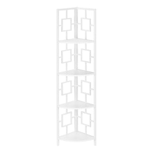 Monarch Specialties I 3613 Étagère À Livres, Étagère, Étagère, Coin, 4 Niveaux, 62"h, Bureau, Chambre À Coucher, Métal, Stratifié, Blanc, Contemporain, Moderne - Simple Boutique
