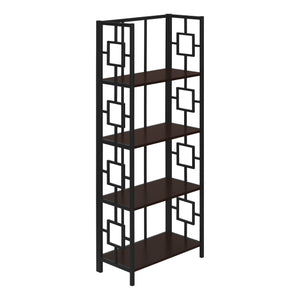 Monarch Specialties I 3617 Étagère À Livres, Étagère, Étagère, 4 Niveaux, 62"h, Bureau, Chambre À Coucher, Métal, Stratifié, Brun, Noir, Contemporain, Moderne - Simple Boutique