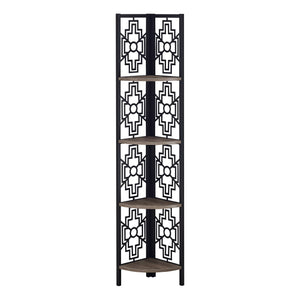 Monarch Specialties I 3621 Étagère À Livres, Étagère, Étagère, Coin, 4 Niveaux, 62"h, Bureau, Chambre À Coucher, Métal, Stratifié, Brun, Noir, Transitionnel - Simple Boutique