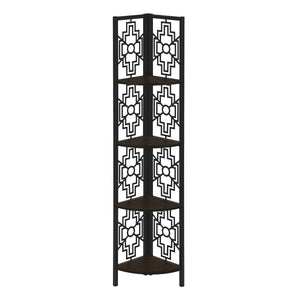 Monarch Specialties I 3622 Étagère À Livres, Étagère, Étagère, Coin, 4 Niveaux, 62"h, Bureau, Chambre À Coucher, Métal, Stratifié, Brun, Noir, Transitionnel - Simple Boutique