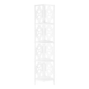 Monarch Specialties I 3623 Étagère À Livres, Étagère, Étagère, Coin, 4 Niveaux, 62"h, Bureau, Chambre À Coucher, Métal, Stratifié, Blanc, Transitionnel - Simple Boutique