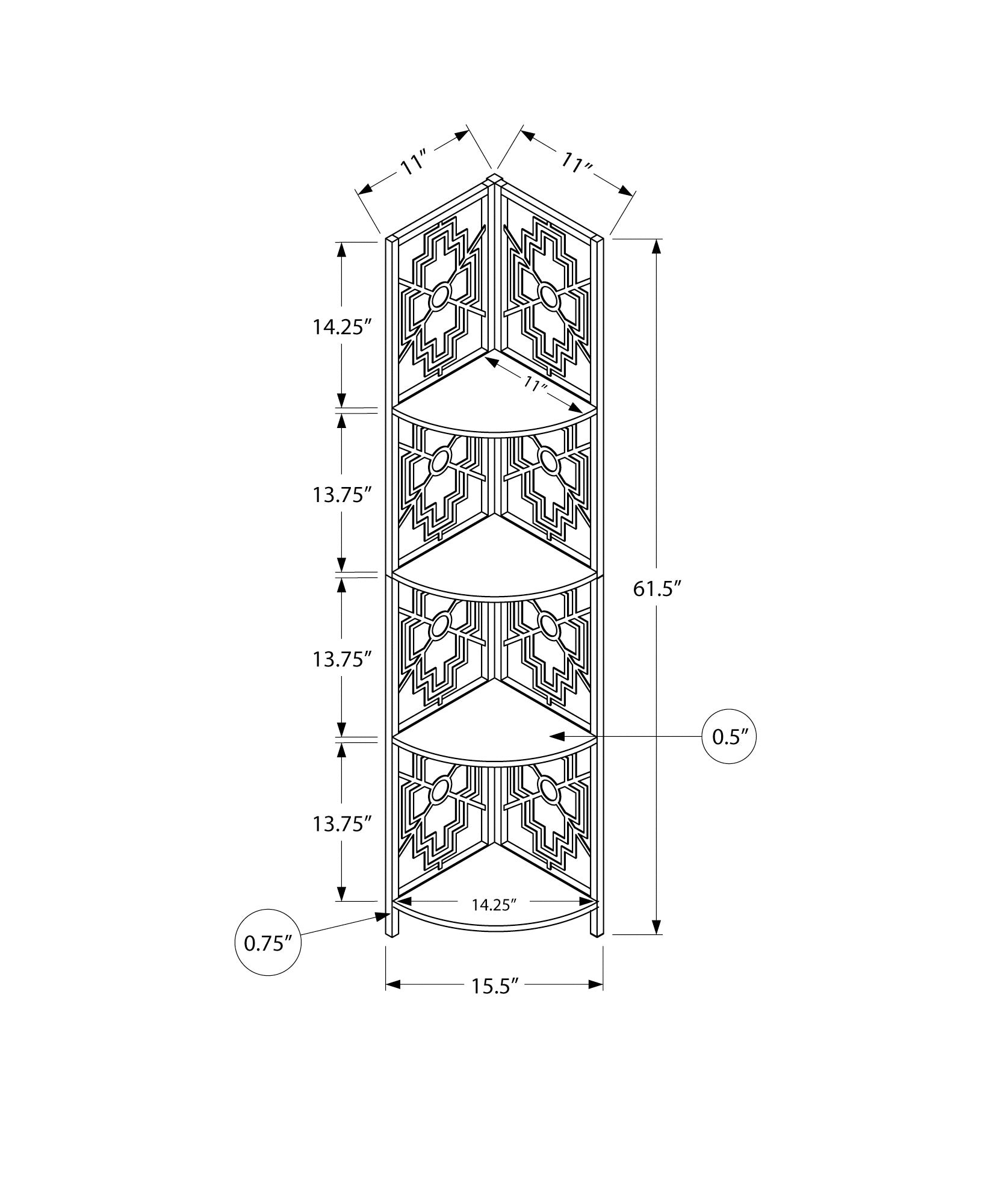 Monarch Specialties I 3623 Étagère À Livres, Étagère, Étagère, Coin, 4 Niveaux, 62"h, Bureau, Chambre À Coucher, Métal, Stratifié, Blanc, Transitionnel - Simple Boutique