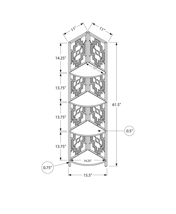 Monarch Specialties I 3623 Étagère À Livres, Étagère, Étagère, Coin, 4 Niveaux, 62"h, Bureau, Chambre À Coucher, Métal, Stratifié, Blanc, Transitionnel - Simple Boutique