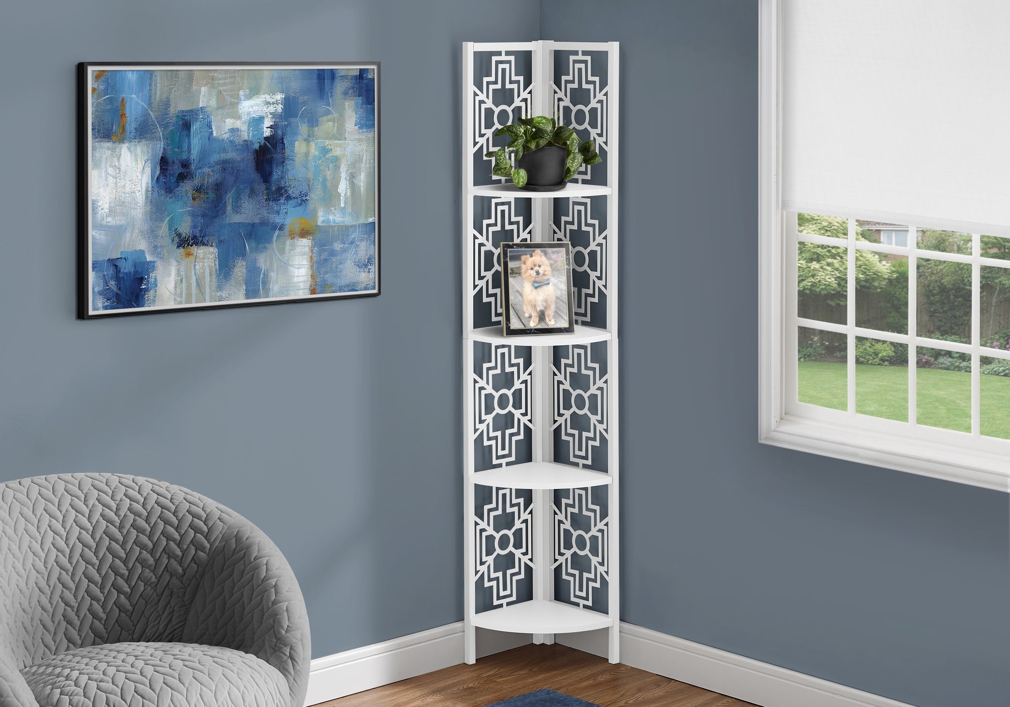 Monarch Specialties I 3623 Étagère À Livres, Étagère, Étagère, Coin, 4 Niveaux, 62"h, Bureau, Chambre À Coucher, Métal, Stratifié, Blanc, Transitionnel - Simple Boutique
