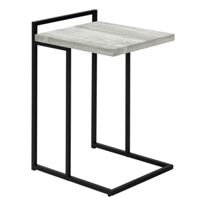 Monarch Specialties I 3631 Table D'appoint, En Forme De C, Bout, Côté, Collation, Salon, Chambre À Coucher, Métal, Stratifié, Gris, Noir, Contemporain, Moderne - Simple Boutique